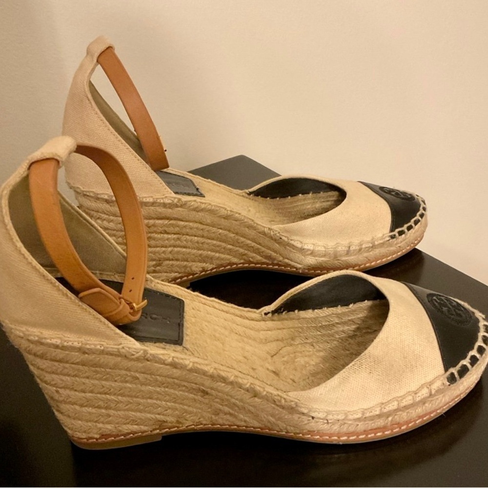 Tory Burch Color Block Wedge Espadrille Sandals - Picture 4 of 13
